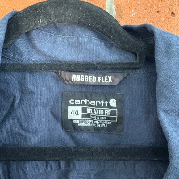 Carhartt Rugged Flex Long Sleeve Work Shirt in Navy Sz 4XL - Picture 6 of 9